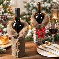 Housse de bouteille de vin à motif écossais pour Noël, sac cadeau pour bouteille de vin, décoration de table de fêtes, tablier de bouteille de vin personnalisé avec logo, vente en gros