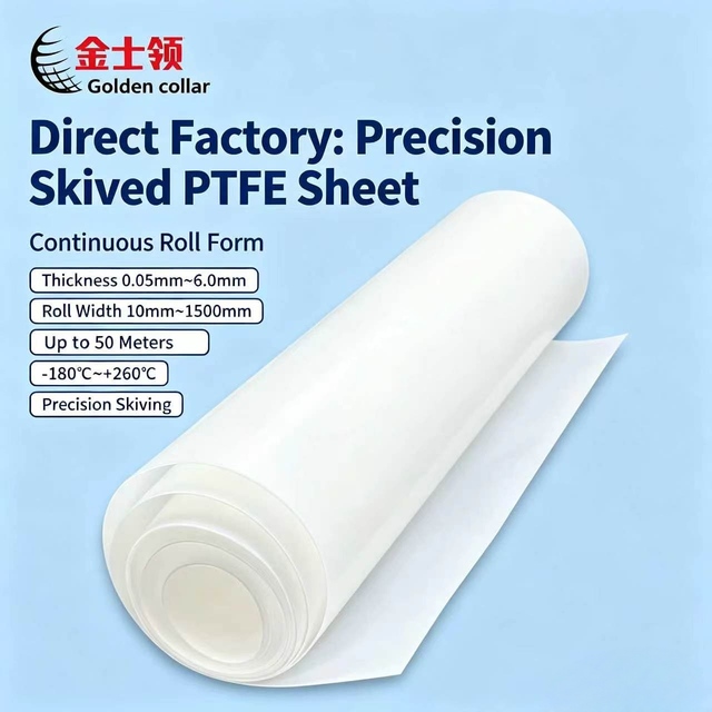 Virgin White PTFE Skived Sheet Roll, High Temp Chemical Resistant Dielectric Film for Gasket Lining & Insulation
