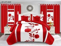 Ensemble complet de chambre à coucher 12 pièces avec rideaux, collection de literie et de décoration de fenêtre imprimées, comprenant draps, taies d'oreiller et 6 panneaux