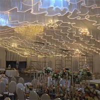 Décorations de traiteur SMOOTH, draperies de plafond en tissu en forme de S pour mariage, décorations lumineuses de plafond pour mariage, bande LED en maille pour plafond