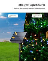 Guirlande lumineuse solaire LED de Noël avec 8 modes, télécommande, indice de protection IP65, lumières d'ambiance pour jardin extérieur, à intensité variable
