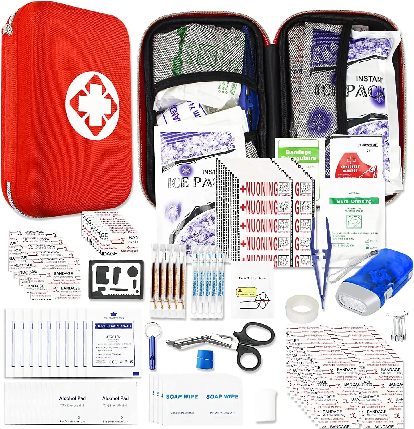 Kit de primeiros socorros antivrive, kit impermeável de emergência de carro de eva, kit de primeiros socorros para acampamento, caminhadas em casa e viagem