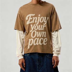 เสื้อยืดโอเวอร์ไซส์ทรงหลวม แขนเสื้อแบบดรอปโชว์เดอร์ ผ้าคอตตอน 100% หนัก 300 กรัม แบบสองชั้น สไตล์สตรีทแวร์ สำหรับผู้ชาย - Product Image 2