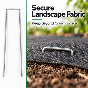 Piquets de jardin en acier galvanisé en forme de U, goujons métalliques pour barrière anti-mauvaises herbes et gazon artificiel - Product Image 5