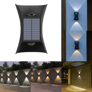 Lámpara de pared LED para exteriores con energía solar IP65 Material ABS negro Blanco cálido/blanco frío Iluminación seleccionable duradera y elegante - Product Image 3