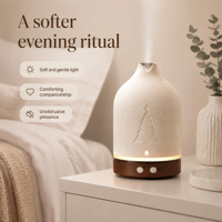 Diffuseur d'arômes de bureau Fanel en céramique, base en bois grainé avec motif d'arbre de Noël, cadeau pour la maison et le salon, OEM personnalisé, taxes incluses