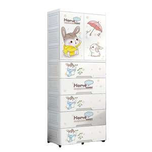 Armoire de rangement pour vêtements d'enfants et jouets, 69 cm, 6 niveaux, grande, en plastique, économique, avec roulettes - Product Image 2