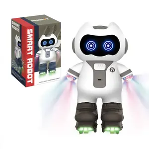 Electric flashing light robot toys intelligent skating and dancing robot model toy for kids educational