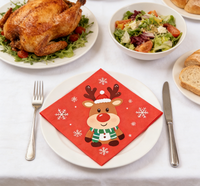 Serviettes en papier jetables imprimées avec des rennes de Noël mignons, décoration de table de Noël d'hiver, fournitures pour fête de Noël