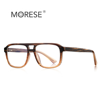 MORESE 2285 Monture de lunettes carrée pour homme, style dessin animé, double pont, verres PC miroir plat, anti-lumière bleue, anti-UV, tendance