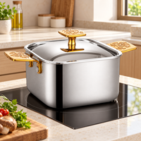 WOXIANG Marmite carrée 16 cm en acier inoxydable triple épaisseur, corps estampé durable, compatible lave-vaisselle