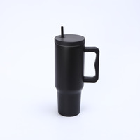 Gobelet isotherme personnalisé avec logo, 40 oz, en acier inoxydable 304, avec poignée et paille, double paroi sous vide, anti-fuite, maintien thermique 6-12 heures