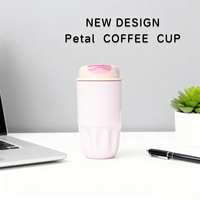 Mug de voyage isotherme en acier inoxydable 450 ml, anti-fuite, avec base en silicone antidérapante et motif floral, idéal pour la voiture, le bureau et les trajets quotidiens