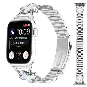 <span class=keywords><strong>Bracelet</strong></span> <span class=keywords><strong>de</strong></span> remplacement en métal pour Apple Watch Ultra 3 2 Series 11 10, trèfle à quatre feuilles, petit <span class=keywords><strong>bracelet</strong></span> en acier inoxydable à trois brins - Product Image 4