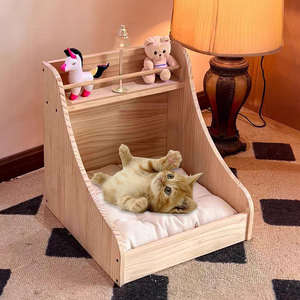Maisonnette en bois pour animaux de compagnie, espace de repos calme et confortable avec lit moelleux pour chiens et chats - Product Image 6