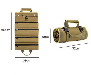 Bolsa de Herramientas Enrollable de Muestra Gratuita para Hombres y Mujeres, Caja de Almacenamiento de Herramientas Portátil con 2 Bolsas con Cierre Desmontables, Bolsa de Transporte Pequeña y Compacta - Product Image 3