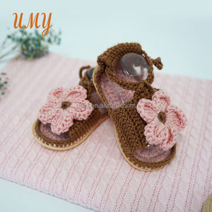 <span class=keywords><strong>Sandalias</strong></span> planas de ganchillo para bebé recién nacido, flores personalizadas, bonitas, de verano, venta al por mayor - Product Image 3