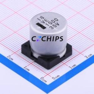 ตัวเก็บประจุแบบอิเล็กโทรไลต์อะลูมิเนียม SMD รุ่น VE-102M1VTR-1616, ขนาด D16xL16.5 มม. 1000uF 20% 35V 16 มม. - Product Image 1