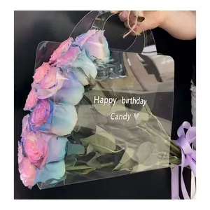 PVC 투명 꽃 꽃다발 가방 꽃집 용품 포장 맞춤형 로고 방수 투명 비닐 봉지 꽃