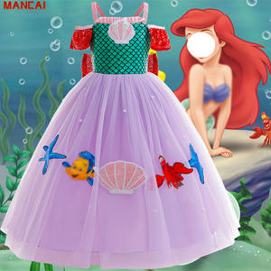 Disfraz de sirena para niña pequeña, disfraz de sirena de encaje para fiesta de Navidad y Halloween, vestido de princesa <span class=keywords><strong>Ariel</strong></span> para niñas - Product Image 1
