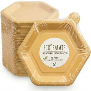 Platos de Papel Biodegradables de 9.5 Pulgadas, Multiusos, <span class=keywords><strong>Desechables</strong></span>, Reutilizables, con Superficie Desprendible <span class=keywords><strong>para</strong></span> Alimentos - Product Image 1