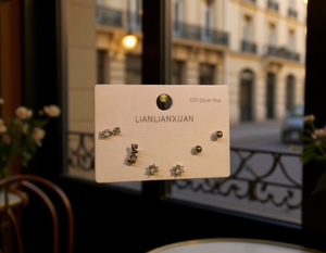 Lianlianxuan 3 Paia di Orecchini a Perno in Argento 925 con Cristalli e Strass, Lettera 'Love', Taglio Brillante Rotondo, per Uso Quotidiano, Unisex - Product Image 2