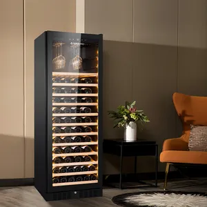 Vinopro Refroidisseur à vin à écran tactile intelligent Réfrigérateur à vin encastré 330L 108 bouteilles Cave à vin avec étagères en bois verrouillées