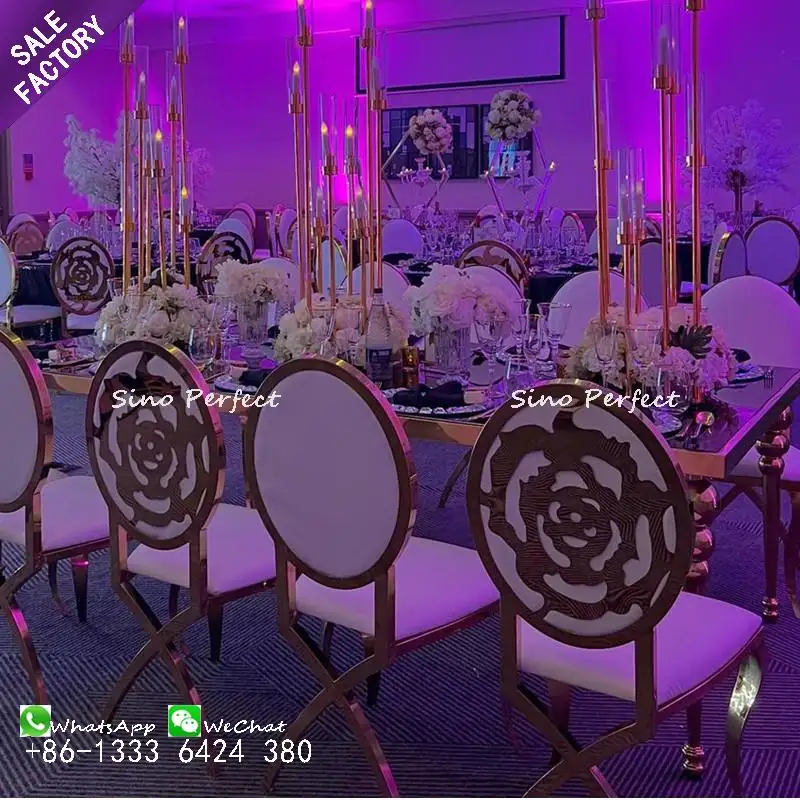 핫 세일 연회장 식당 독특한 디자인 타원형 뒤 의자 결혼식 장소 하드웨어 가구 강철 의자