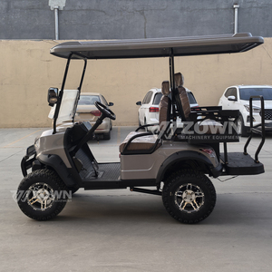 Carrito de golf eléctrico elevable gris mate con techo para campamentos, transporte diario multipasajeros - Product Image 3