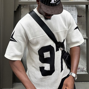 Suéter de Punto Cálido para Hombre, Estilo Coreano, Holgado, de Manga Corta, Cuello Redondo, para Otoño e Invierno, Estilo Americano, Número 10 - Product Image 1