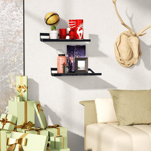 2-gói sơn tĩnh điện thép treo tường nổi Kệ thanh lịch gỗ sồi hạt chìm vít cho nhà bếp phòng khách kim loại - Product Image 1