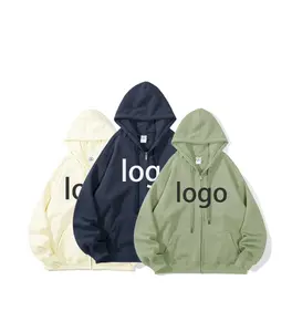 350gsm blank wholesale zip up oversized hoodies super soft streetwear OEM sweater 30 cotton 70 polyester unisex jogging hoodie