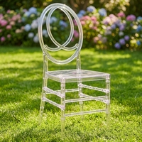 Chaise empilable transparente en résine pour jardin, événements commerciaux, location de fêtes, avec dossier Infinity