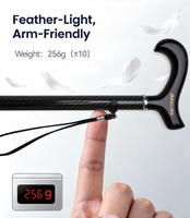 Canne de marche légère en fibre de carbone OKHEALING, 2 sections, noire, avec embout en caoutchouc durable et système de verrouillage pour la mobilité quotidienne