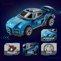NUOVO Set di Blocchi da Costruzione in Plastica ABS con Auto da Corsa a Quattro Griglie, Giocattolo Unisex per Bambini
