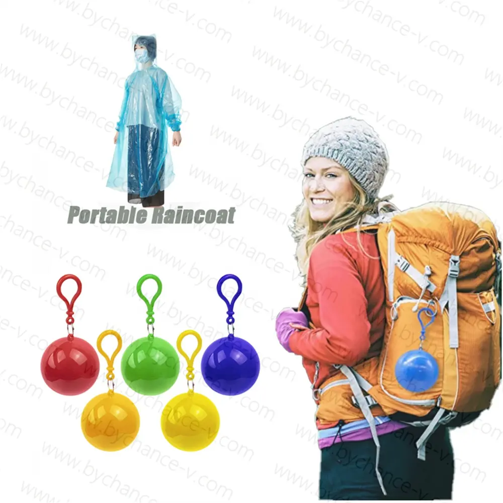 Regalo promocional para los amantes del senderismo camping Chubasquero DE EMERGENCIA desechable en plástico Bola de Navidad agencia de viajes regalos