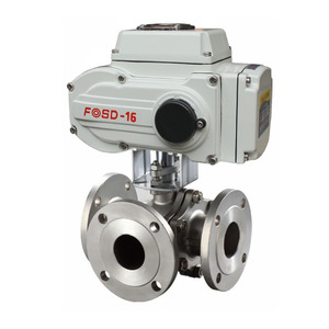 Vannes à boisseau sphérique motorisées 4-20 mA en acier inoxydable 1 pouce 3 voies à brides - Product Image 2