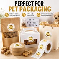 Étiquettes personnalisées en feuille d'or pour aliments pour animaux de compagnie, autocollants blancs en BOPP découpés à la forme pour sacs, boîtes et bocaux de friandises, impression OEM