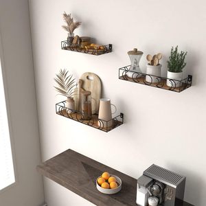 <strong>Floating</strong> <strong>Shelf</strong> Brown Black, 3-piece Small Decorative Wall <strong>Shelf</strong> for Book Plant <strong>Storage</strong>, Collectibles Lying Display <strong>Shelf</strong> - Product Image 3
