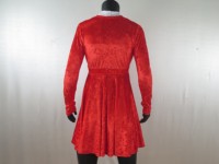 Robe d'entraînement de danse latine professionnelle filles robe de Performance de Noël compétition velours jupe rouge robe sans manches