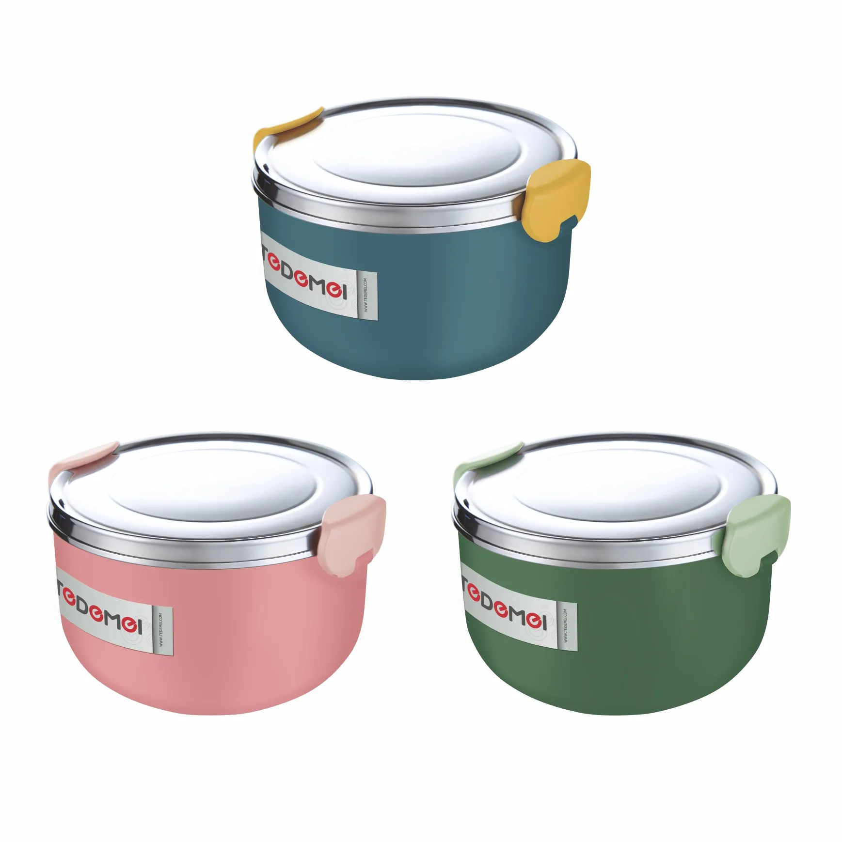 wholesale New Homio Tedemei 1L portable BPAfree leak-proof round 304 stainless steel outdoor school student kid bento lunch box