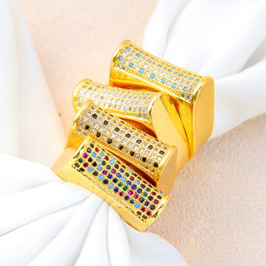 Anillos de Circonia de Última Moda, Anillos de Mujer con Circonia Colorida Chapados en Oro de 21k para Bodas y Fiestas - Product Image 1
