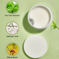 Tampons de gommage exfoliants à base de AHA hyaluronique pour le visage de marque privée Tampons d'acide salicylique d'arbre à thé OEM Masque anti-traitement pour le visage