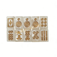 Jeu de Mahjong de Luxe en Nacre Peint à la Main avec Encre Dorée, Couleurs Personnalisées, Tuiles de Mahjong Américaines en Nacre