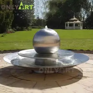 Escultura de fonte de bola de aço inoxidável para jardim ao ar livre personalizada com escova esférica de arte polida