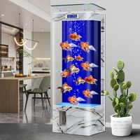 Aquarium de Luxe Intelligent 2026 pour Poissons Rouges avec Pompes à Air, Verre Écologique Vertical Ultra-Silencieux pour Salon