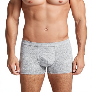 Wholesale OEM Men's <b>Customized</b> Mid-Rise <b>Boxer</b> Briefs Quick Dry Breathable Soft Cotton/Spandex Knit Fabric Solid Pattern - Product Image 5