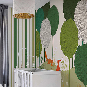 <span class=keywords><strong>Papel</strong></span> Tapiz <span class=keywords><strong>Infantil</strong></span> Personalizado Impermeable con Diseño de Bosque Verde para Decoración de Paredes de Habitaciones Infantiles - Product Image 4