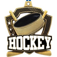 Médaille de hockey sur glace à bord de Noble Star avec bâtons croisés Design de rondelle Prix sportif Premium pour les compétitions de tournois