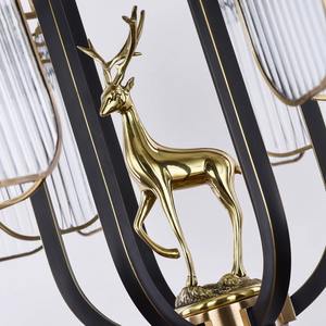 โคมไฟระย้าทองแดงสไตล์จีนใหม่ ดีไซน์หรูหรา สร้างสรรค์ พร้อมไฟ LED ปรับระดับความสูงได้ ถนอมสายตา เหมาะสำหรับห้องนั่งเล่น - Product Image 1